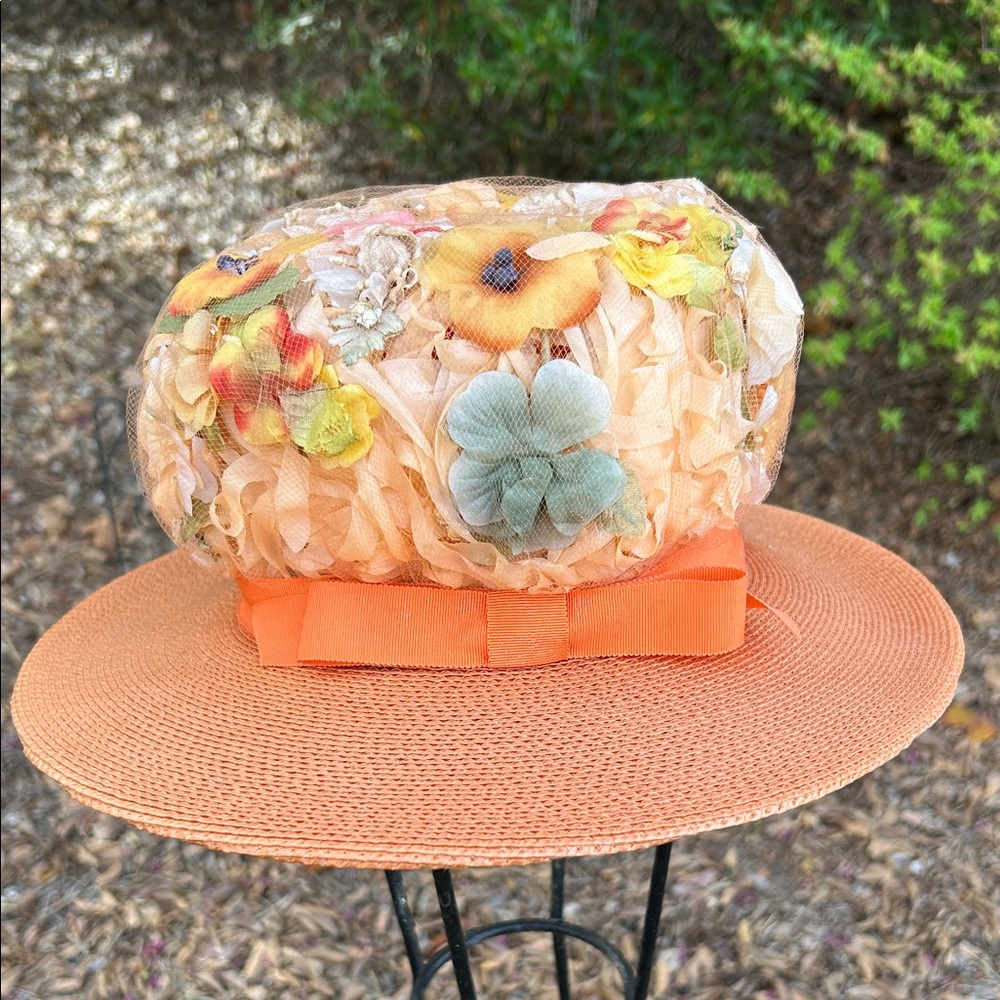 Vintage Floral Hat with Ribbon - Picture 9 of 11